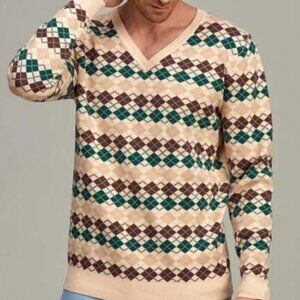 Shein  Men's Argyle Sweater